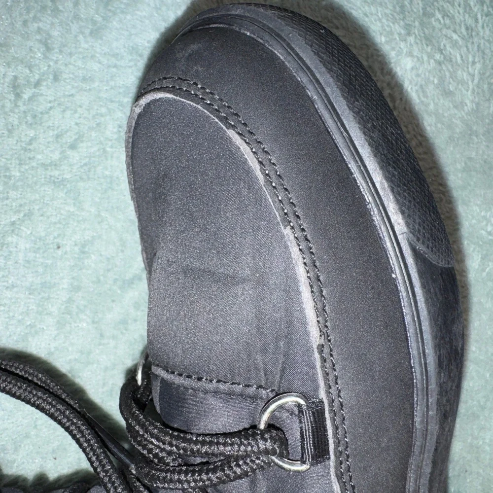 Unbranded Womens Tall Quilted Snow Boots 7 Black Lace Up Side Zip Thermal